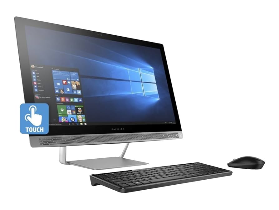 HP Pavilion 24-B011A – Touchscreen All-in-One Desktop PC, AMD A9-9410, 16GB RAM, 256GB SSD, Windows 11 – Refurbished Excellent Condition Desktop HP