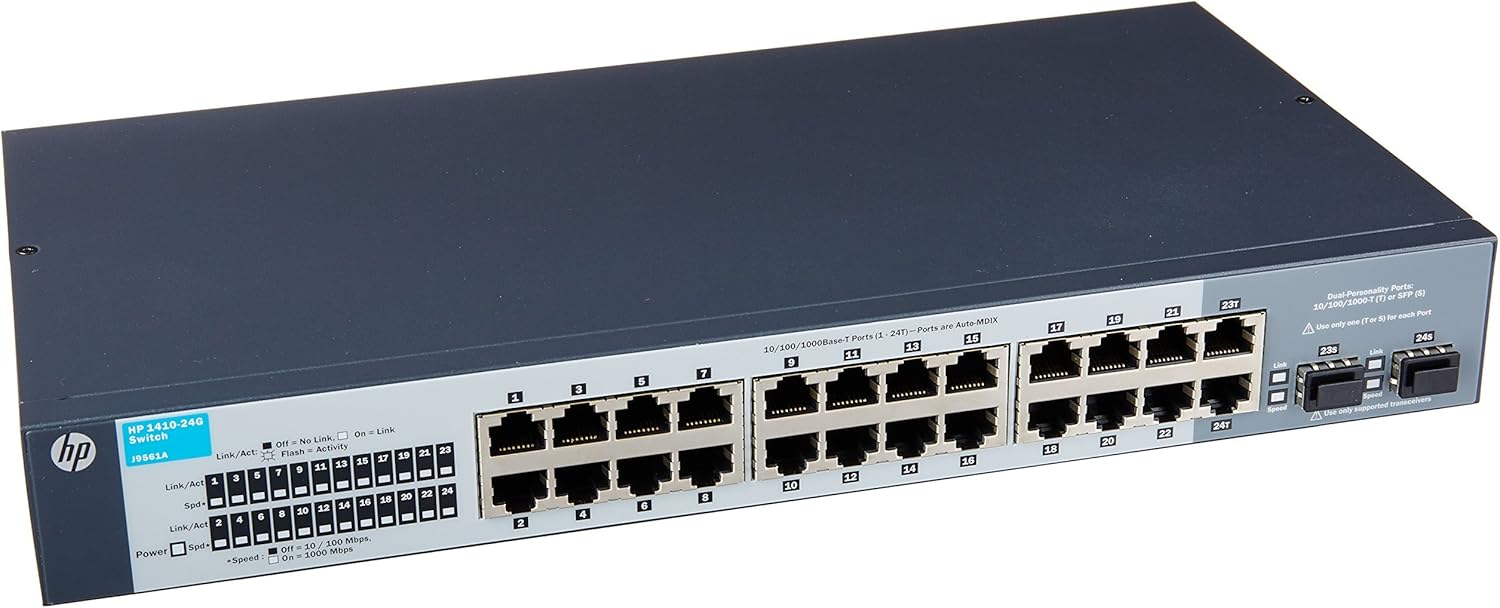 HP Procurve 1410-24G (J9561A) Gigabit Network Switch, 24-Port – Refurbished Excellent Condition