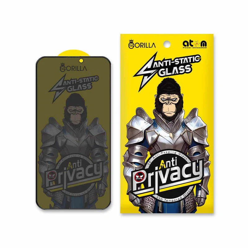 Atom Gorilla Anti-Static Privacy Glass Screen Protector for iPhone 15 Pro Screen Protector Atom