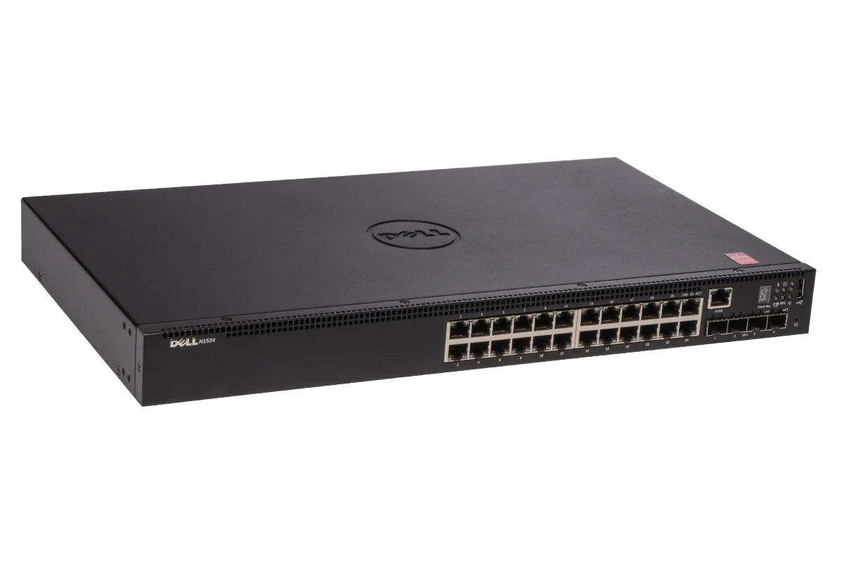 Dell PowerSwitch N1524 – 24-Port Gigabit Managed Switch with 4 x 10GbE SFP+ Uplinks – Refurbished Excellent Condition Peripheral Dell