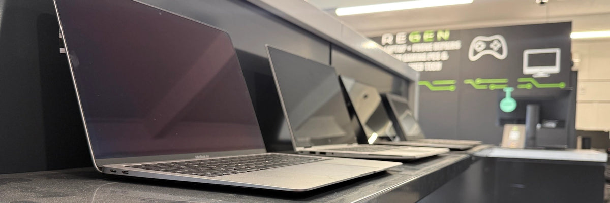 Refurbished laptops on display at Regen Computers, Frankton, Hamilton.