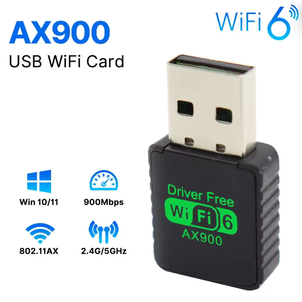 WiFi 6 AX900 USB Adapter – Dual Band 2.4G & 5GHz Wireless Antenna for PC/Laptop, Windows 10/11 – Brand New Peripheral Regen Computers