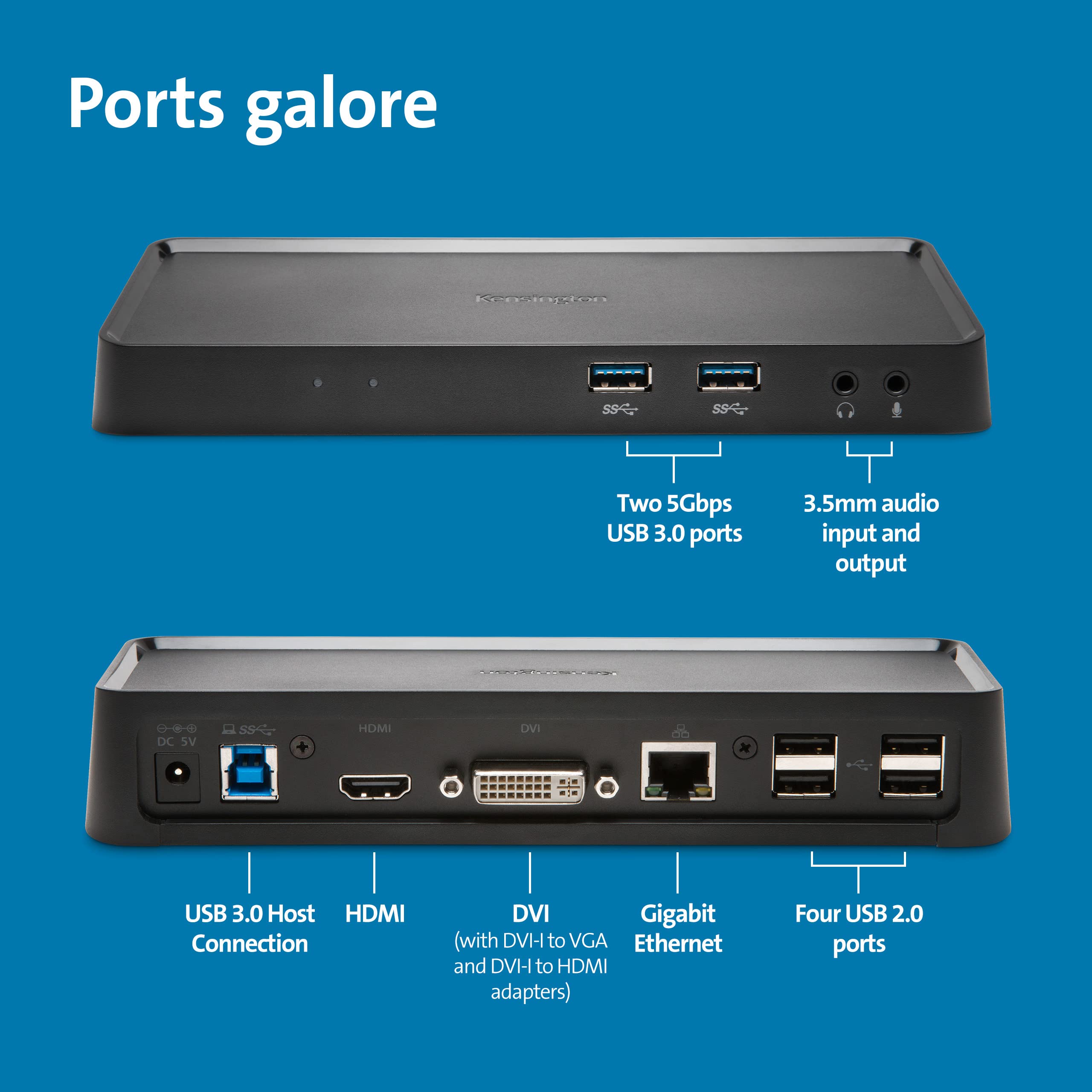 Kensington SD3600 5Gbps USB 3.0 Dual 2K Docking Station - HDMI/DVI-I/VGA - Refurbished Excellent Condition Peripherals kensington