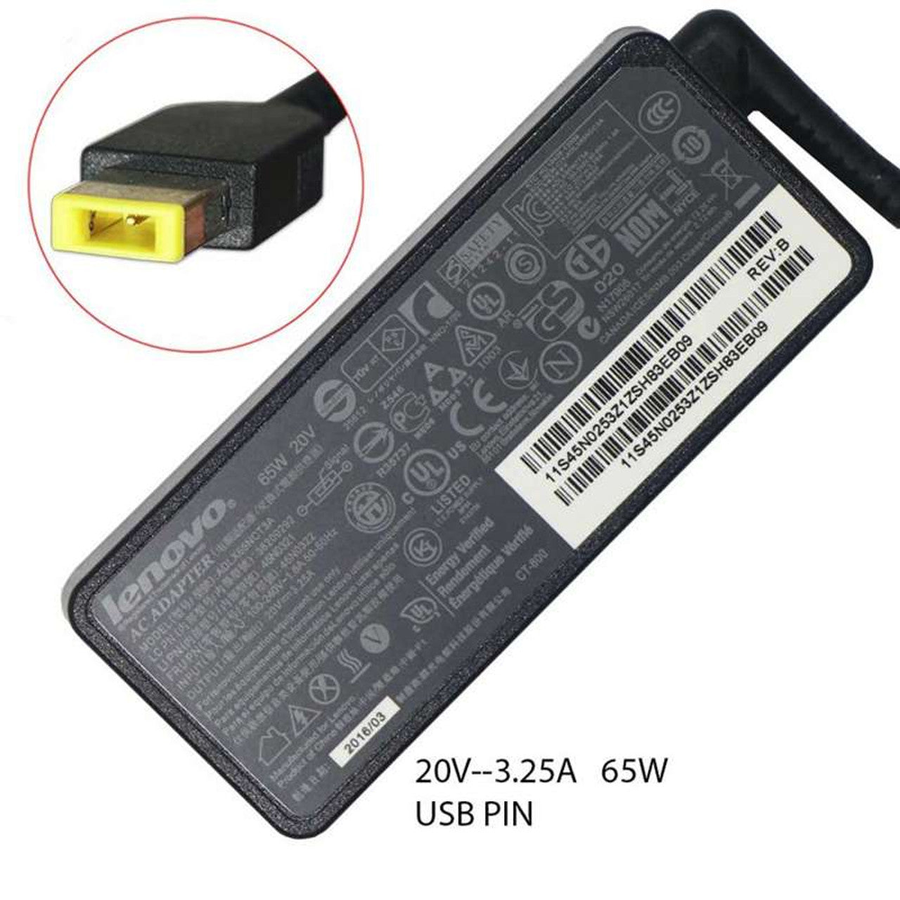 Lenovo Genuine OEM Laptop Charger 20v 3.25a 65W Slim Tip Power Adaptor Laptop Charger Lenovo