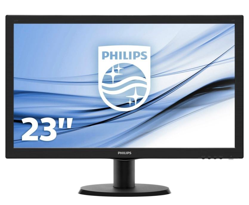 Philips 233V5Q – Everyday 23” Full HD Monitor, 1920x1080, VGA/DVI/HDMI – Refurbished Good Condition Monitor Philips
