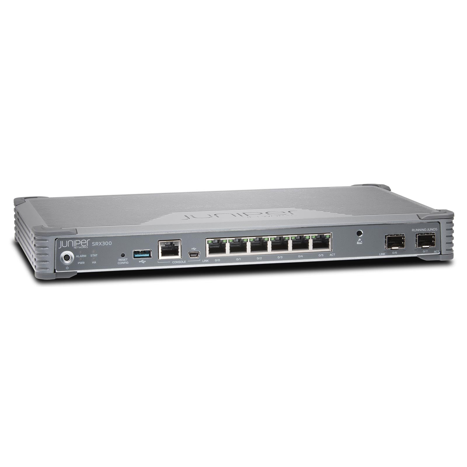 Juniper Networks SRX300 (Hardware Only, require SRX300-JSB or SRX300-JSE to complete the System) with 8GE (w 2x SFP), 4G RAM, 8G Flash - Refurbished Excellent Condition Peripheral Juniper   