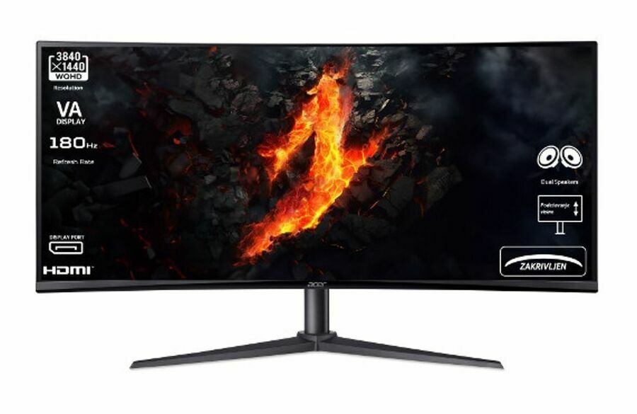 Acer Nitro XZ342CUV3 – 34” UWQHD Curved Gaming Monitor, 3440x1440 VA Panel, 180Hz Refresh Rate, 1ms Response, HDMI &amp; DisplayPort – 3-Year Warranty Gaming Monitor - Brand New Acer