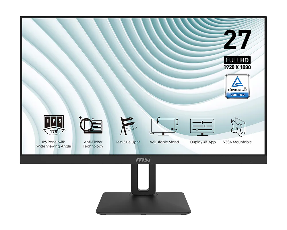 MSI Pro MP271P – Business and Everyday 27 Inch LED Monitor, Full HD IPS Display, HDMI and VGA – Refurbished Good Condition Monitor MSI