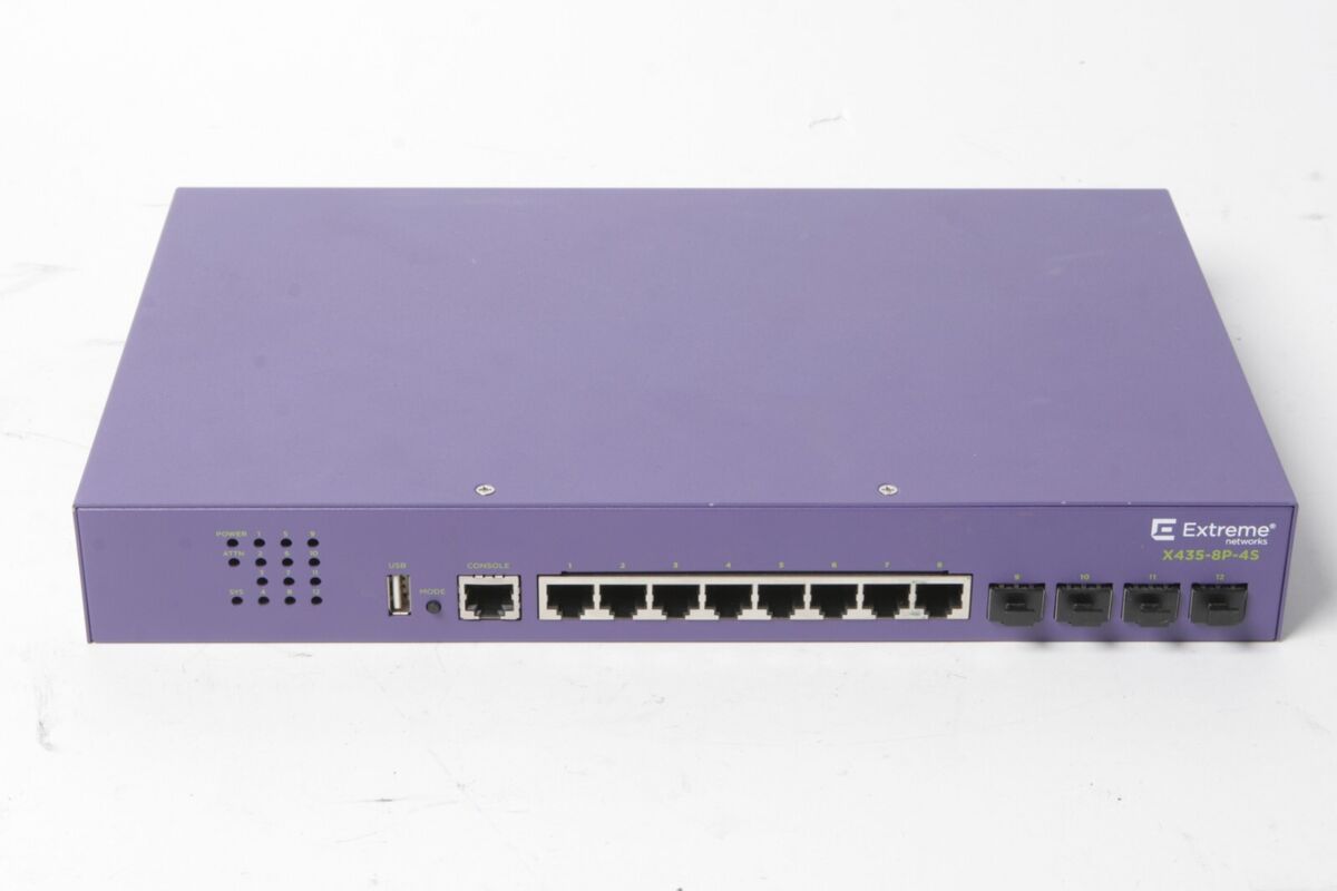 Extreme Networks X45-8P-4S Gigabit Ethernet Switch – 8-Port PoE+ with 4 SFP Uplinks – Refurbished Excellent Condition Peripheral Extreme Networks